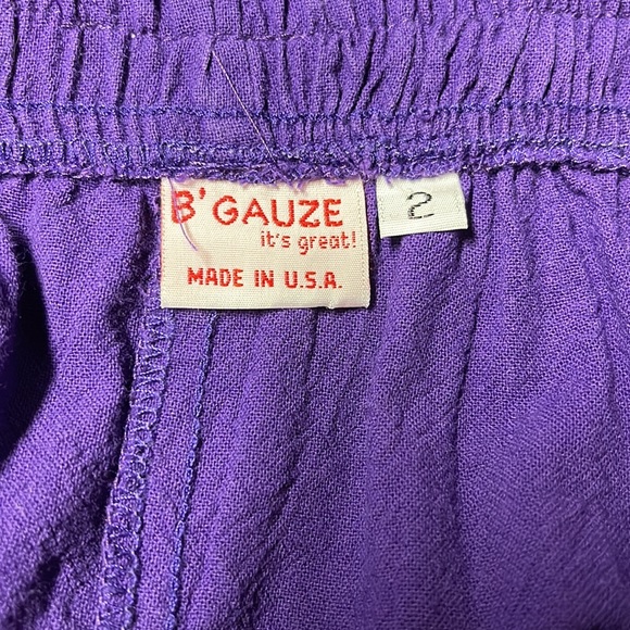 B’ Gauze Solid Purple Cotton Capri Pants - Picture 6 of 7